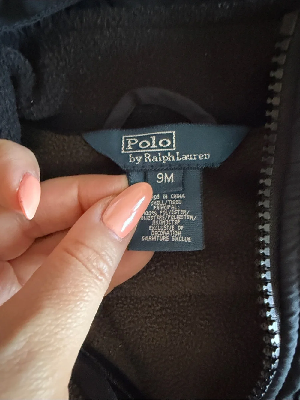 Ralph Lauren Dark Brown & Charcoal Hooded Fleece Jacket - 9 mos.
